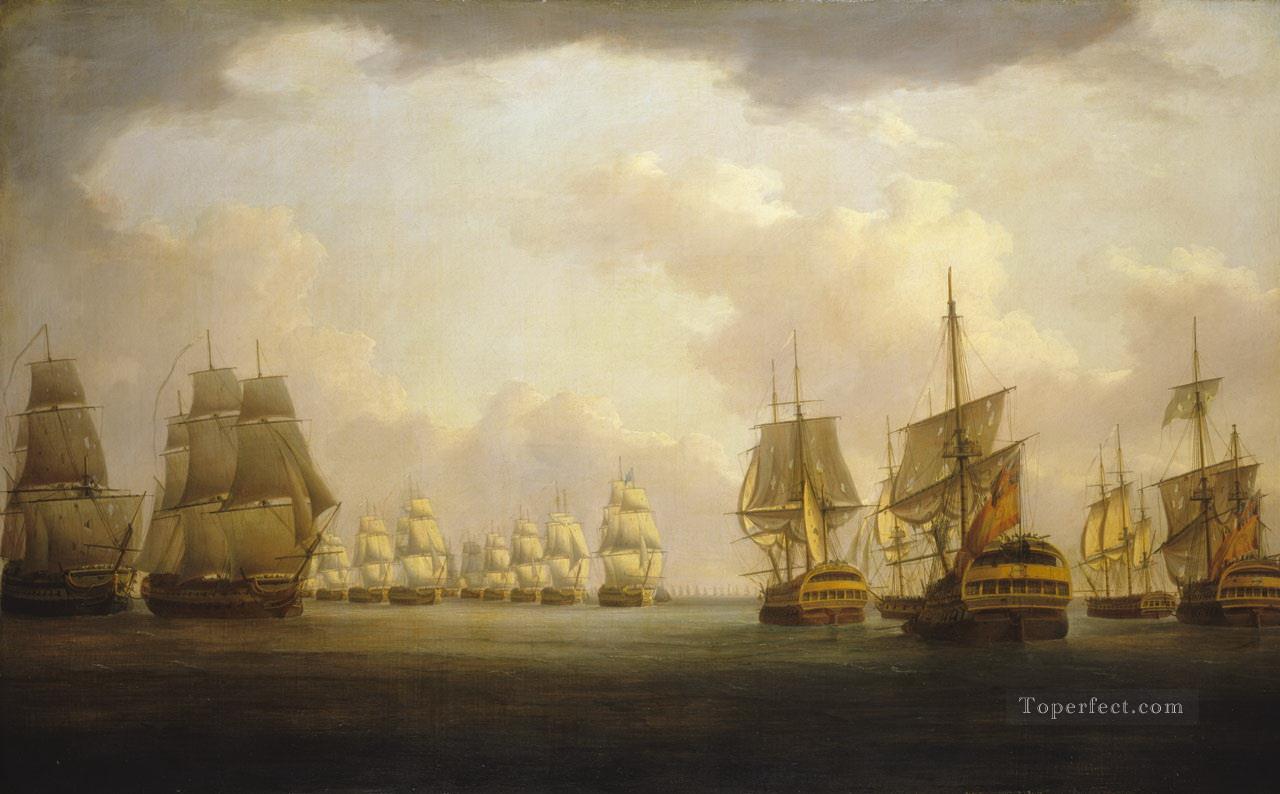 Battle of Cape Finisterre Naval Battles Oil Paintings